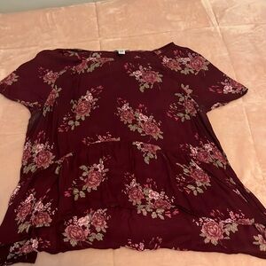 Burgundy Flowy Floral Blouse